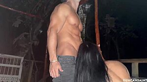 Silvana and Andrea Team Up on Duncan Outdoors at Night in Intriguing Encounter