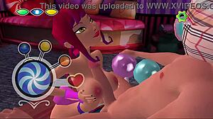 hot 3d cartoon fuck with big tits cutie in sex game, deepthroat and titty fuck