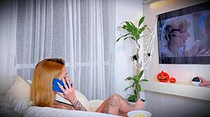 Trick or hard dick? Redhead bangs Ghostface on Halloween night with that big ass! 🎃