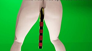 Android 18 tests animation with pussy play using toys and dildo.