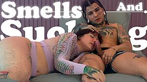 A Cute Chubby Girl Sniffs Cock Hard!