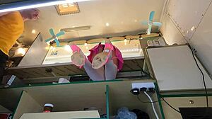 Ever seen a crazy girl flash upskirt at work for quick cash?