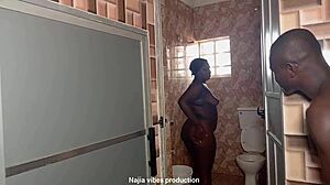 I have a quickie with my boss's daughter in the bathroom, bending her over for doggystyle squirting