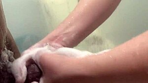 Petite blonde calls brother for towel