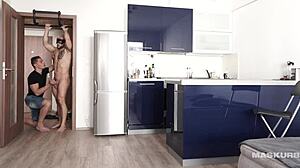 Bold Cute Jock Gives Masked Hunk a Blowjob in Maskurbate