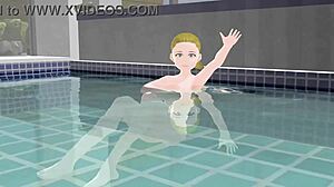 Anime Woman Took A Bath In A Japanese Public Bath【Sento】