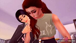 My boyfriend leaves, lesbian friend licks my pussy - hot animations.