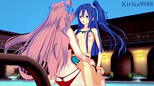 Tsubasa Kazanari and Maria Cadenzavna Eve in wild futanari sex from Symphogear hentai