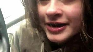 Lesbian bestfriend gets facefucked on car ride