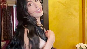 alicia trece, cute latina, sucking big white cock