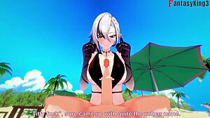 i watch arlecchino fucking hard in bikini on the beach - genshin impact 3