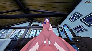 Sakura swallows cum then gets POV doggystyle against wall