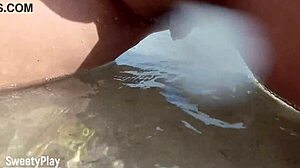 Milf BBW Pees On Shaved Pussy At Public Beach.
