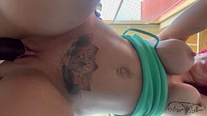 i was taking a big cock in my ass on the porch while neighbors watched him cum inside