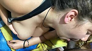 Busty Teen 18+ Sucks Big Cock for Quick Cash!