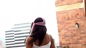 Hot Carina 18 strips off clothes on balcony for fun