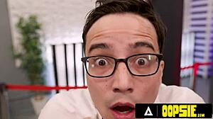 Oopsie! Horny flight attendant Rocky Emerson dominates short Ricky Spanish! 😜