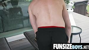 Tight ass boy takes big dick for anal creampie