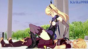 amber and fischl, wanna see intense sex with amy and aether in genshin impact hentai?