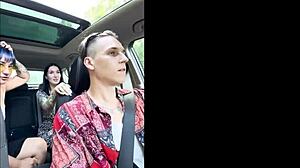 Beautiful group of friends engaging in outdoor sex activities