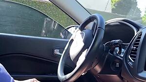 A stranger noticed my car masturbation and helped me cum.