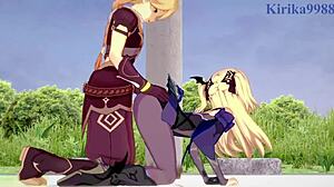 amber and fischl, wanna see intense sex with amy and aether in genshin impact hentai?
