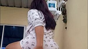 Daring Housewife Teases Boss with No Panties Under Skirt at Home