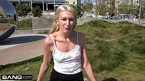 i caught russian milf angelina bonnet flashing tits outdoors