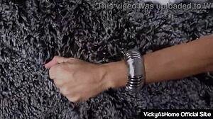 Man, I can't stop... blonde Vicky Vette rubbing her hairy pussy till she cums hard, ya know!