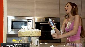 Lesbians Wrestle With Food Before Oral Play  