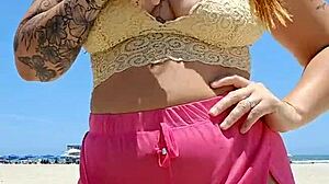 I found a lover at the beach and tease him by going almost naked.