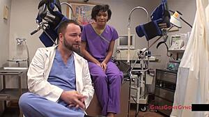 hey, jackies banes gets gyno exam by nurse lilith rose on hidden cam!