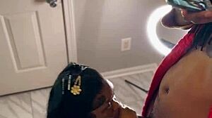 Slutty postal worker handles big black cock roughly