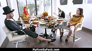 Stepfamily dives into steamy foursome action at dinner table
