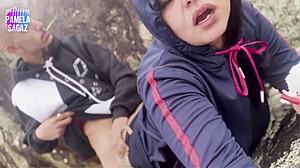 Big Tits Babe Flashing Ass in Doggystyle on Beach in Front of Everyone