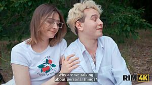 two girls rim and lick shy russian teen ass outdoor