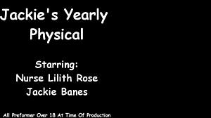 hey, jackies banes gets gyno exam by nurse lilith rose on hidden cam!