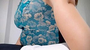 horny latina babe plays with her tits after wild party