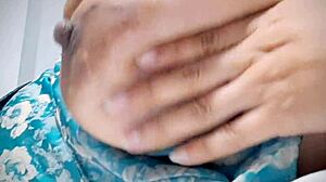 horny latina babe plays with her tits after wild party