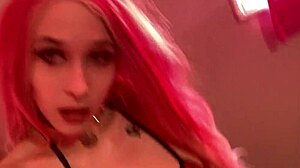 damn, check this hot goth babe stripping in lingerie!