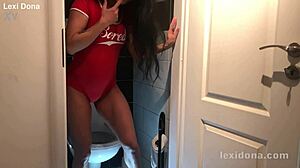 lexidona from czech does a homemade solo softcore scene with pee pee