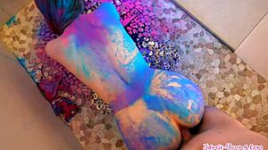 Exciting color splash shower fucking with monster cock in Athens!