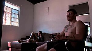 behind the scenes sucking carmona while playing video game