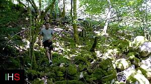 Tattooed milf and blonde babe get wild squirting in the woods.  