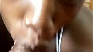 Amateur Ebony Sucks Monster Cock Deep