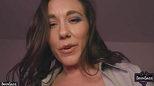 Sinn sage feels sexy stripping in lingerie, rubbing ice on big pussy