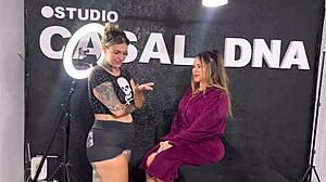 tattoo artist licks bodybuilder client’s ass till she bursts