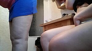 I riskily masturbate in the kitchen beside my stepmother