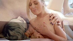 Kate England and Angel Small in lesbian cunilingus with shaved pussies