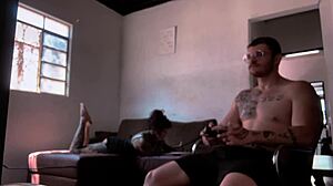 behind the scenes sucking carmona while playing video game